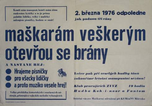 1976 Maškarám veškerým otevřou se brány